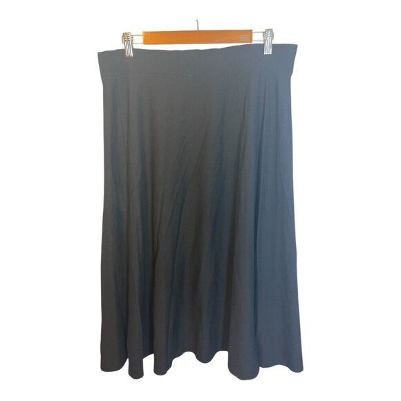 Eileen Fisher Black A-Line Pleated Midi Skirt Medium Elastic Waist Travel Work - Picture 3 of 6